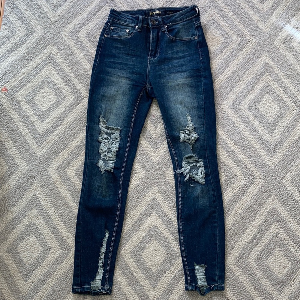 High Rise Curvy Ripped Jeans Size 00